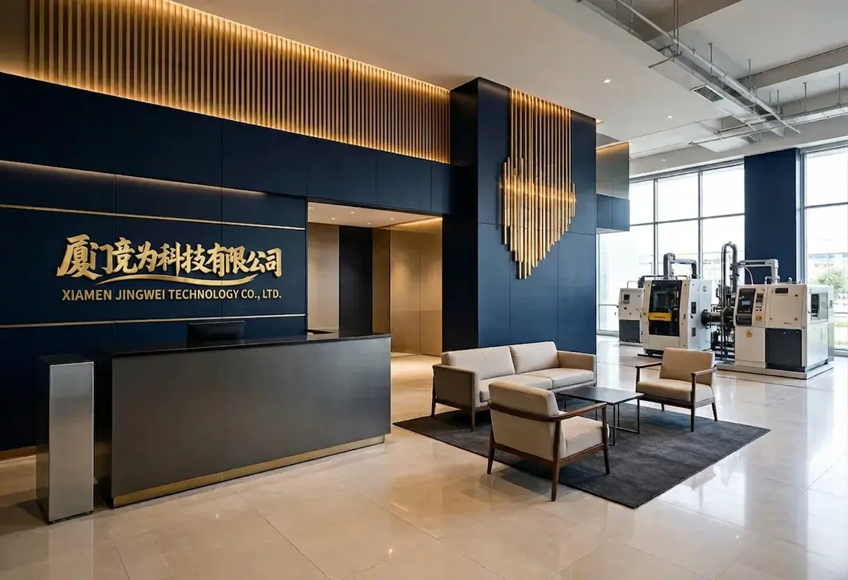 Jingwei Technology showroom och reception där kunder kan inspektera maskinerna