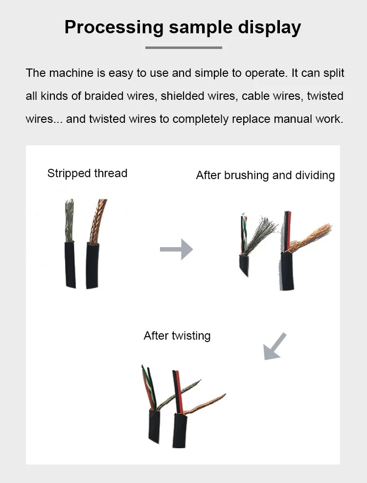 sample of wire twisted machine, Cable Brushing Machine, Shielded Wire Brushing Machine, Shield Brushing Twisting Machine sample of wire twisted machine, Cable Brushing Machine, Shielded Wire Brushing Machine, Shield Brushing Twisting Machine
